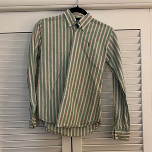 Ralph Lauren Striped Green and Pink Button Down Shirt